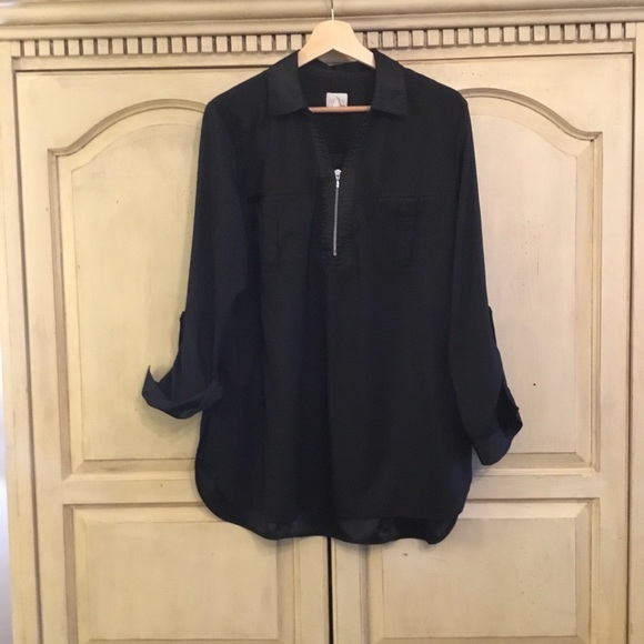 Chico's Tops - Chico’s Women’s Black Long Sleeve Blouse with Zipper Size Large